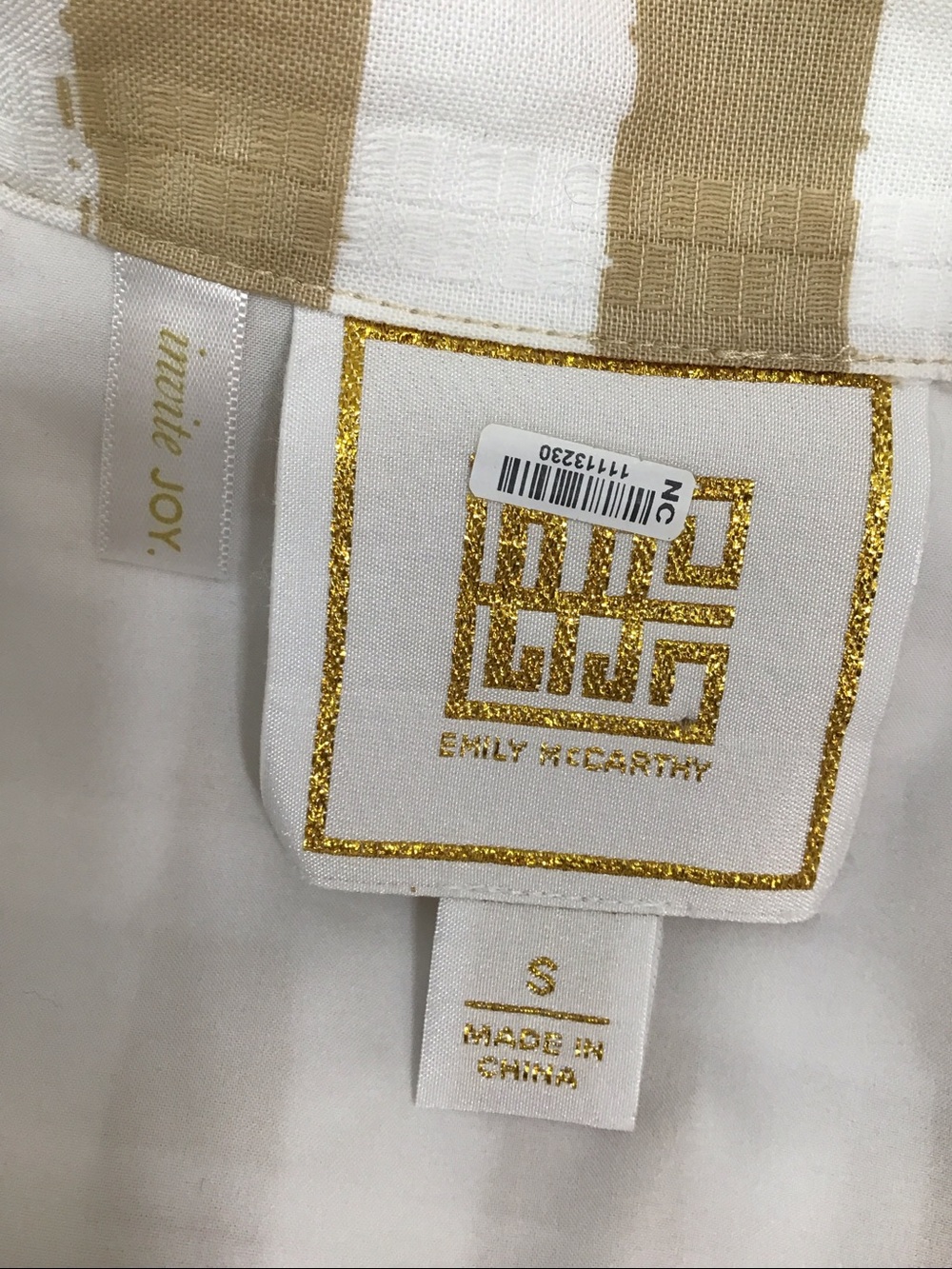 Emily McCarthy Georgia Striped Button-Front Shirt Dress in sand stripe S - Picture 8 of 12